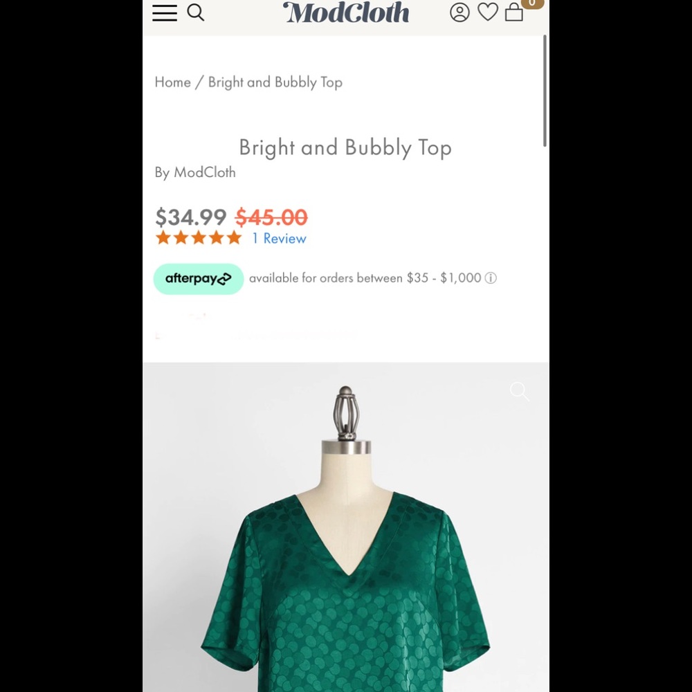 Green ModCloth Top - Picture 2 of 2